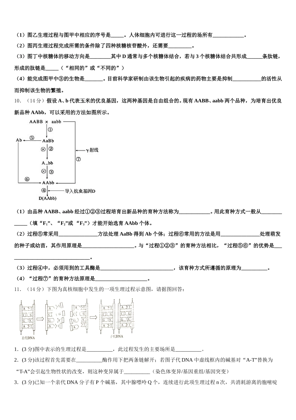 湖北十堰市2025届生物高一下期末经典试题含解析_第3页
