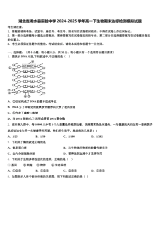 湖北省浠水县实验中学2024-2025学年高一下生物期末达标检测模拟试题含解析