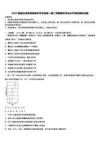 2025届湖北省孝感高级中学生物高一第二学期期末学业水平测试模拟试题含解析