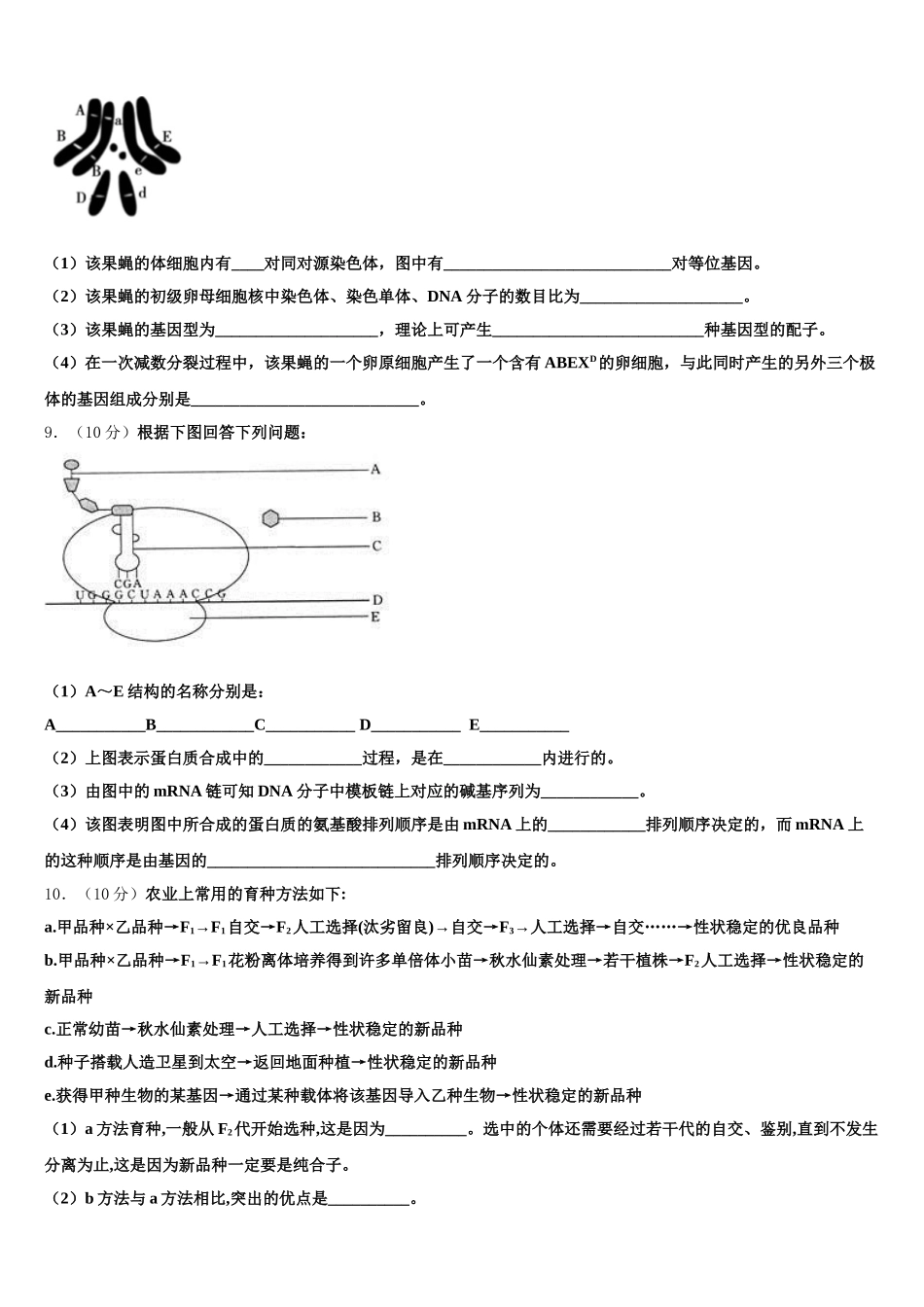 2025届湖北省宜昌市第二中学生物高一下期末统考试题含解析_第3页