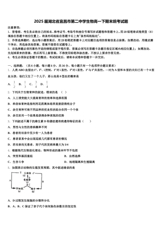 2025届湖北省宜昌市第二中学生物高一下期末统考试题含解析