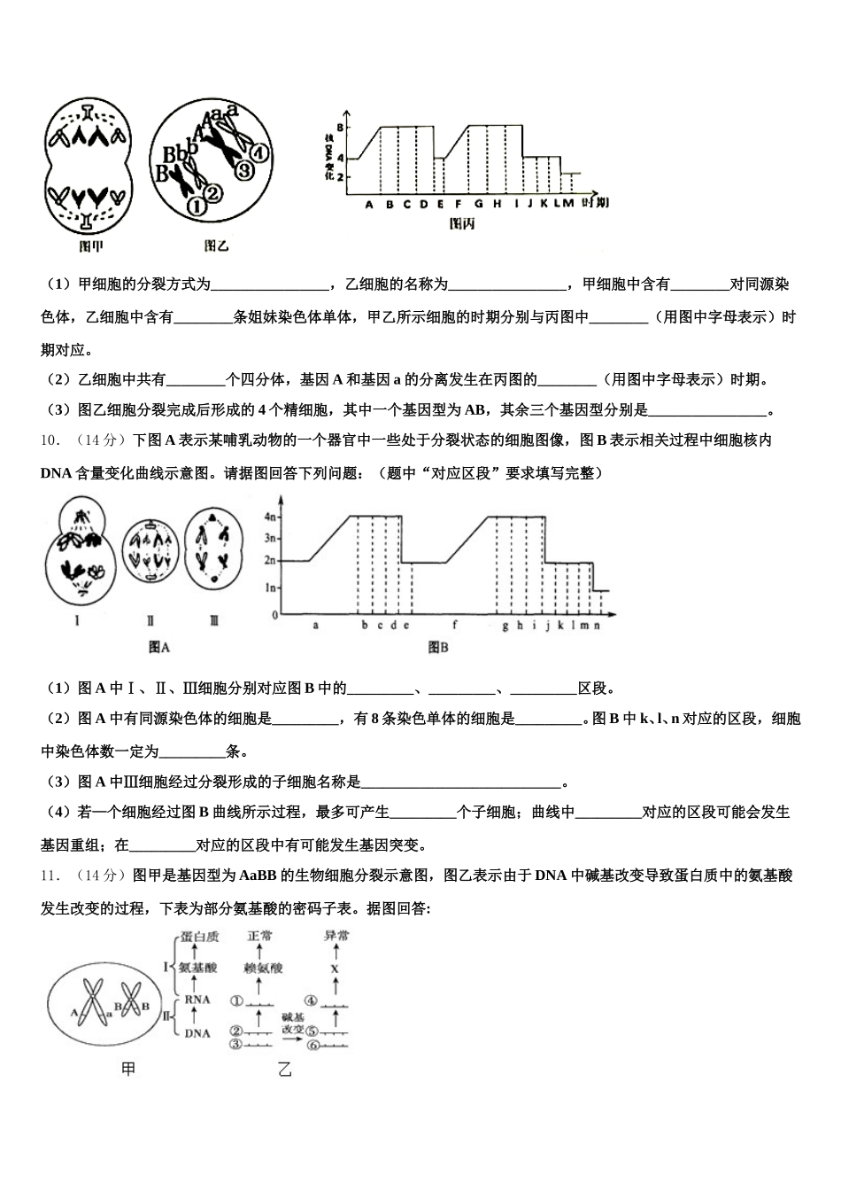 2025届湖北省武汉市第十一中学生物高一下期末综合测试试题含解析_第3页