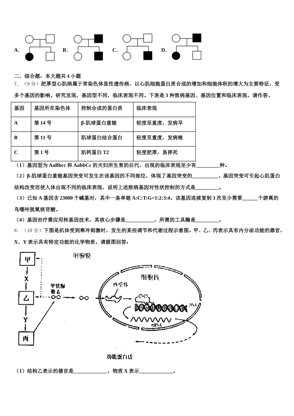 武昌实验中学2025届高一下生物期末质量跟踪监视试题含解析_第2页