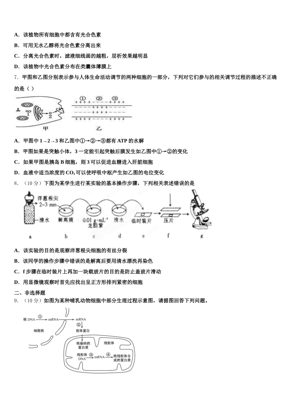 2025年湖北省黄冈市黄冈中学生物高一下期末质量跟踪监视试题含解析_第2页