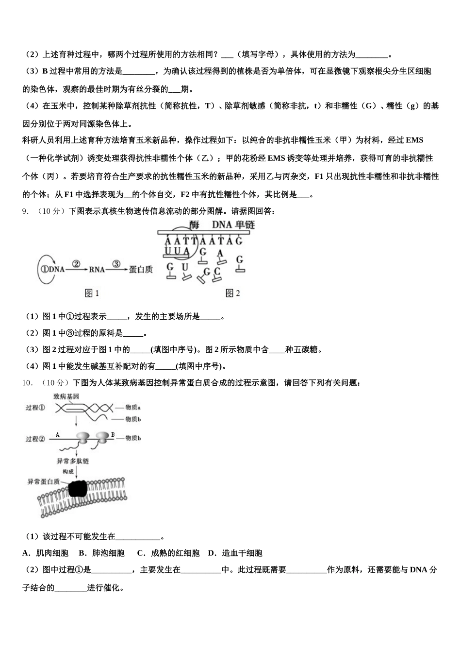 湖北省松滋市四中2025年生物高一第二学期期末综合测试模拟试题含解析_第3页