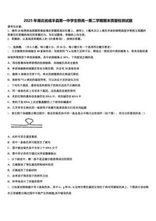 2025年湖北省咸丰县第一中学生物高一第二学期期末质量检测试题含解析