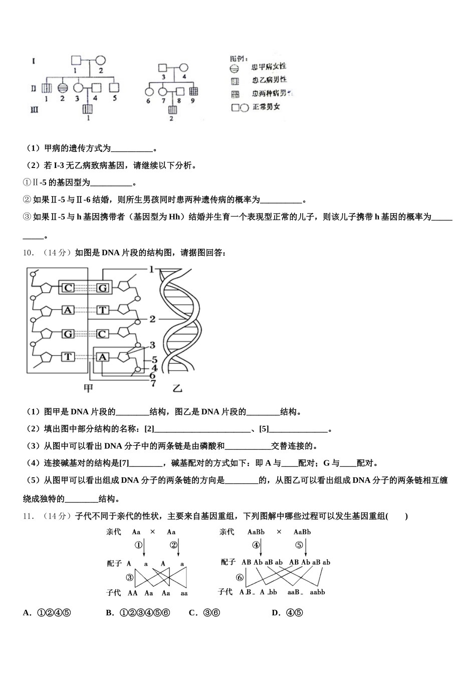 湖北省天门仙桃潜江2025届生物高一第二学期期末统考试题含解析_第3页