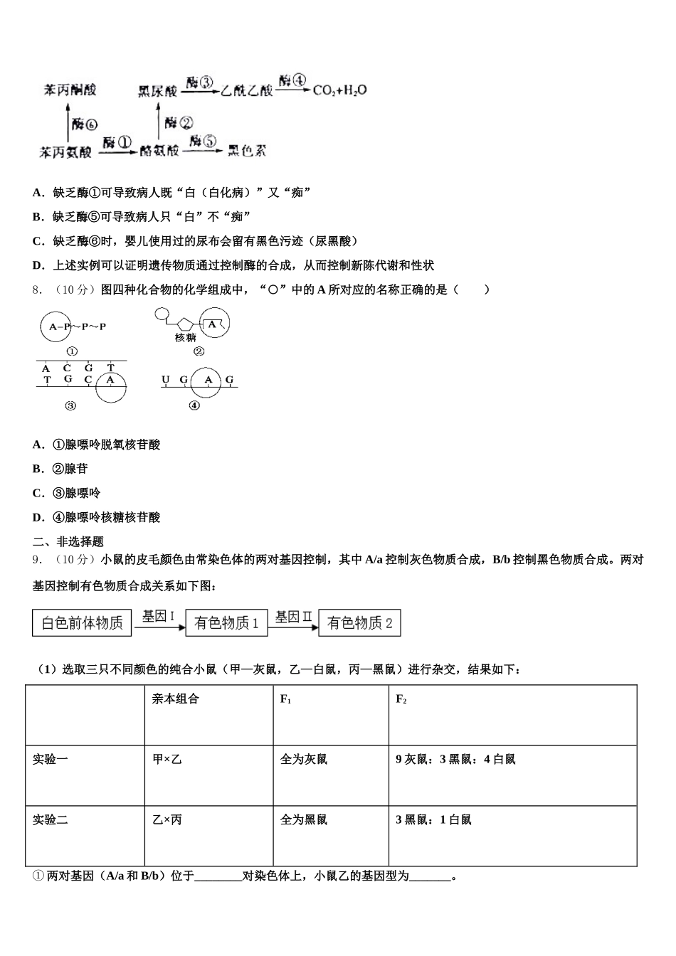 2025届湖北省宜昌市一中、恩施高中生物高一下期末综合测试模拟试题含解析_第3页