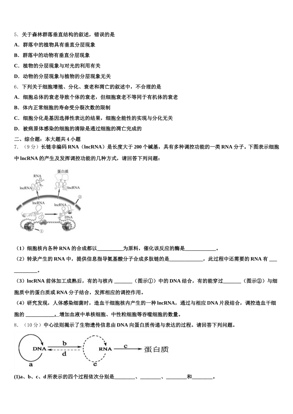 湖北省东风高级中学2025届高一下生物期末考试模拟试题含解析_第2页