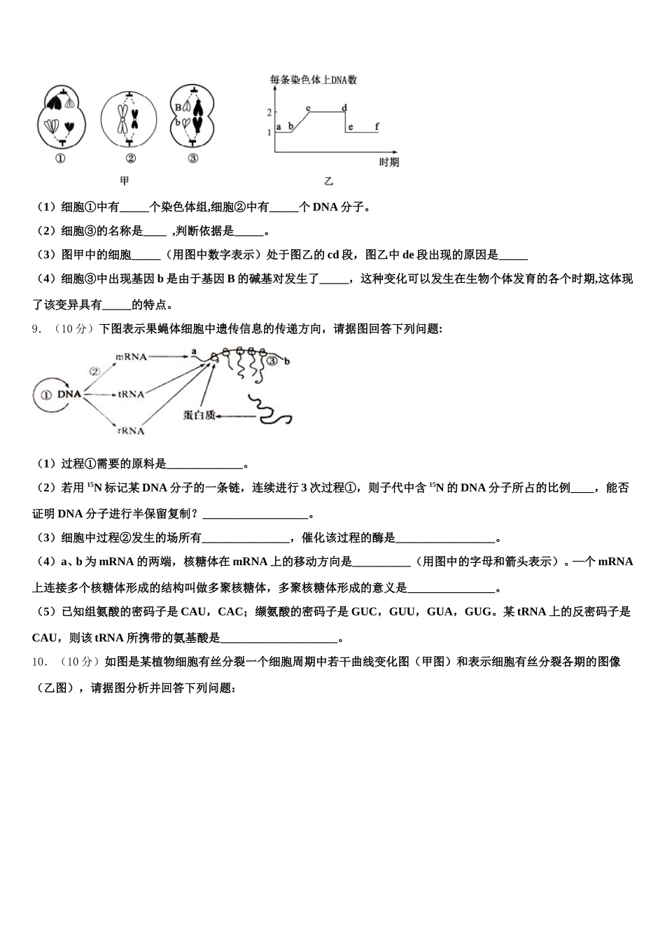 湖北省襄阳市宜城一中、枣阳一中、襄州一中、曾都一中2024-2025学年高一下生物期末考试试题含解析_第3页