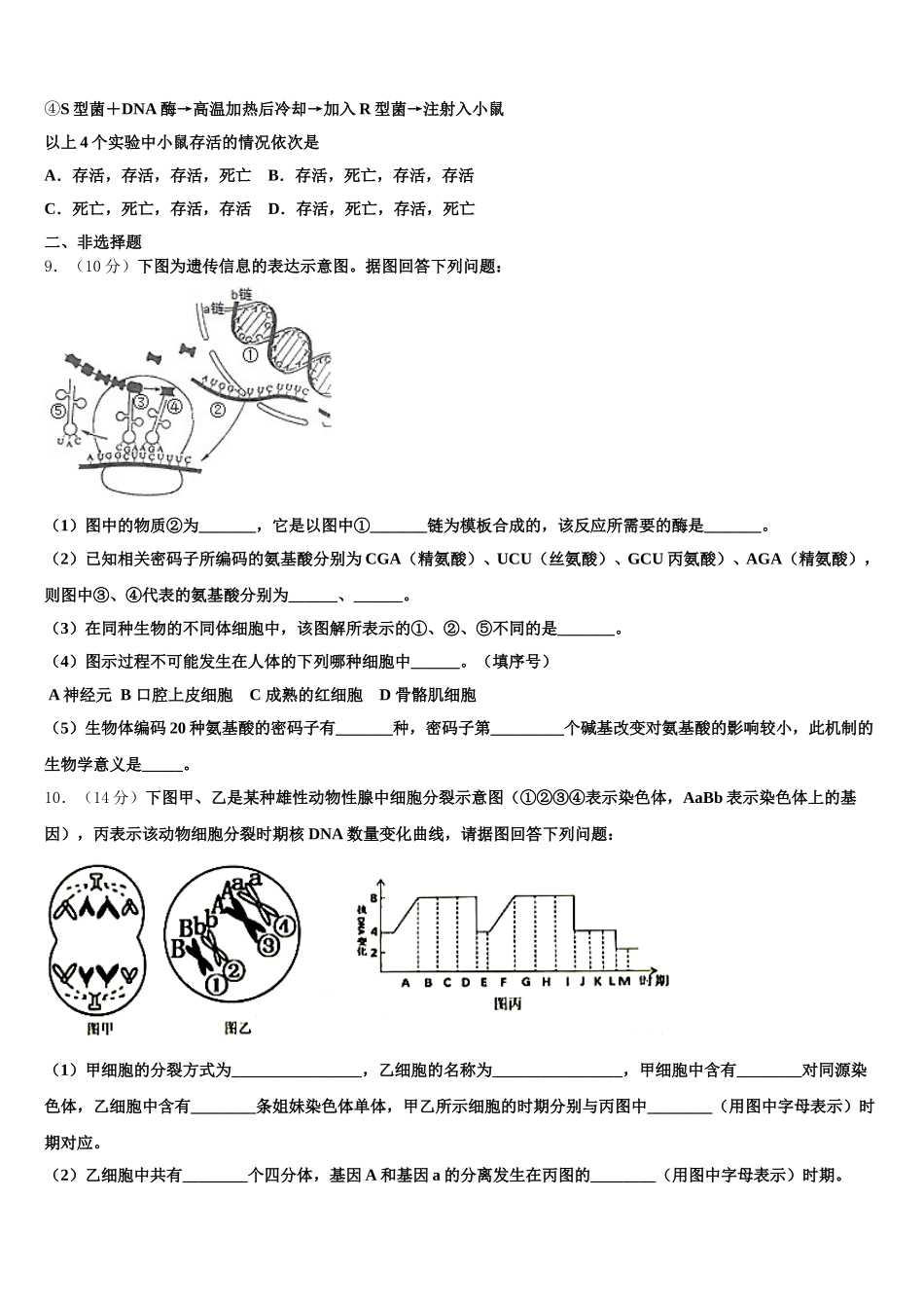 2024-2025学年湖北省黄冈市麻城实验高中生物高一下期末达标测试试题含解析_第2页