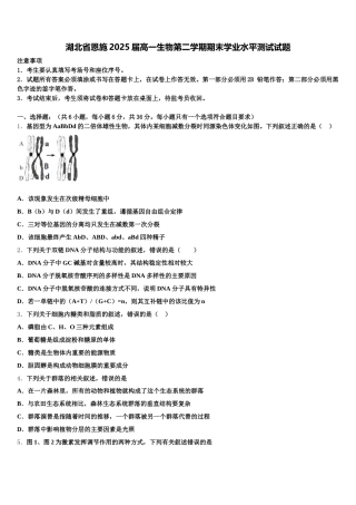 湖北省恩施2025届高一生物第二学期期末学业水平测试试题含解析