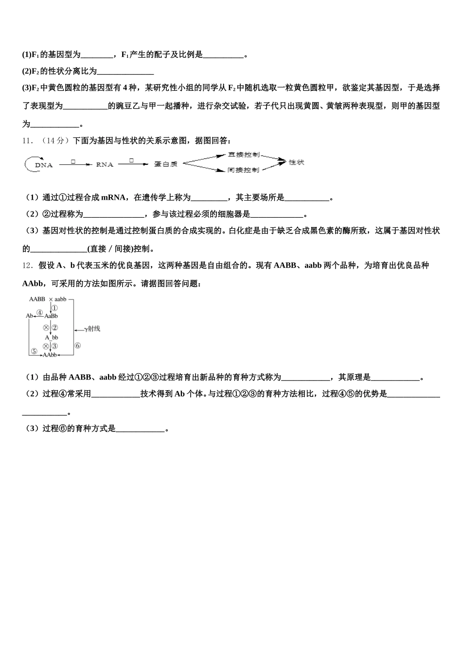2025年湖北省两校高一生物第二学期期末复习检测试题含解析_第3页