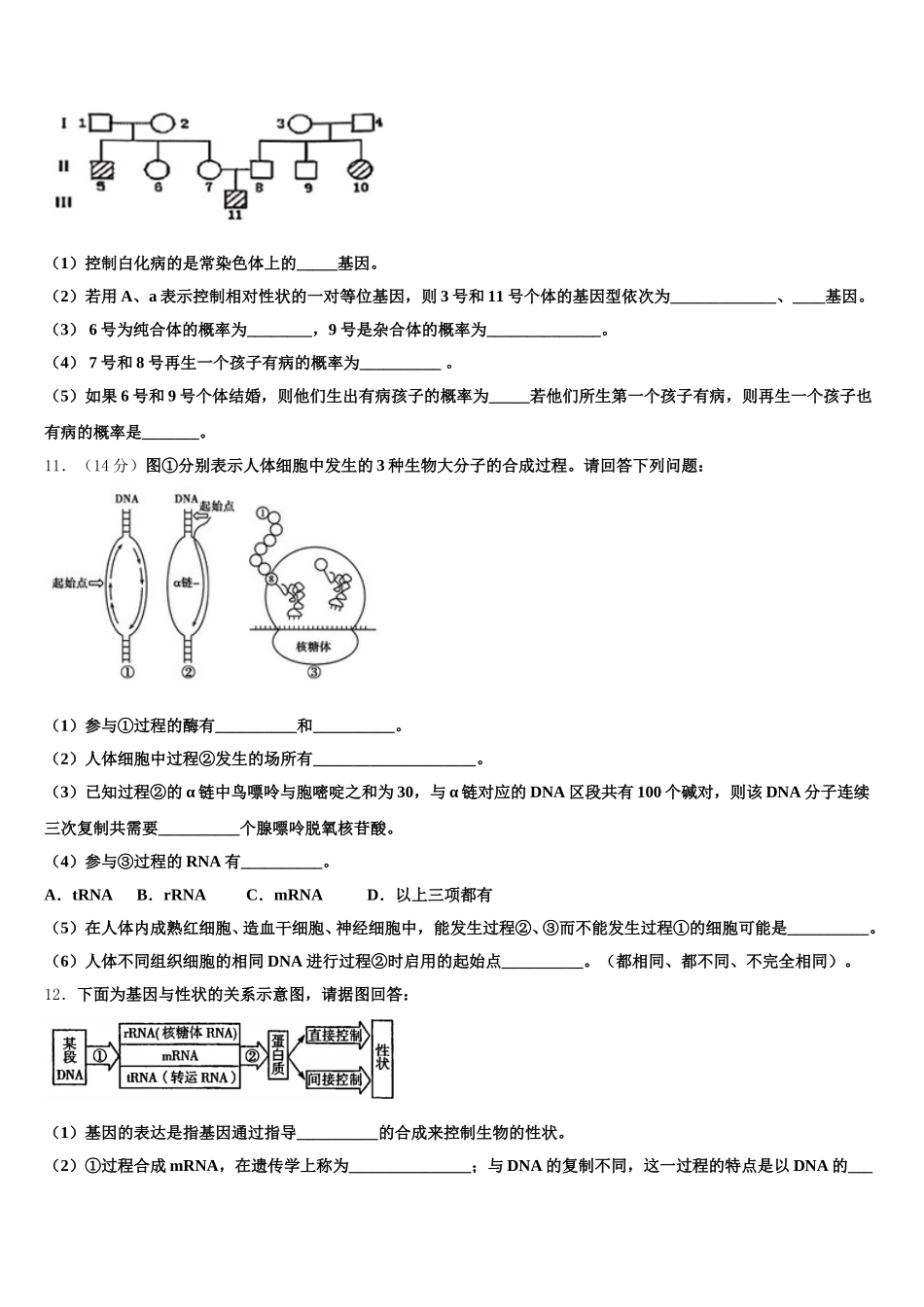黄冈八模系列湖北省黄冈市2024-2025学年生物高一下期末调研模拟试题含解析_第3页