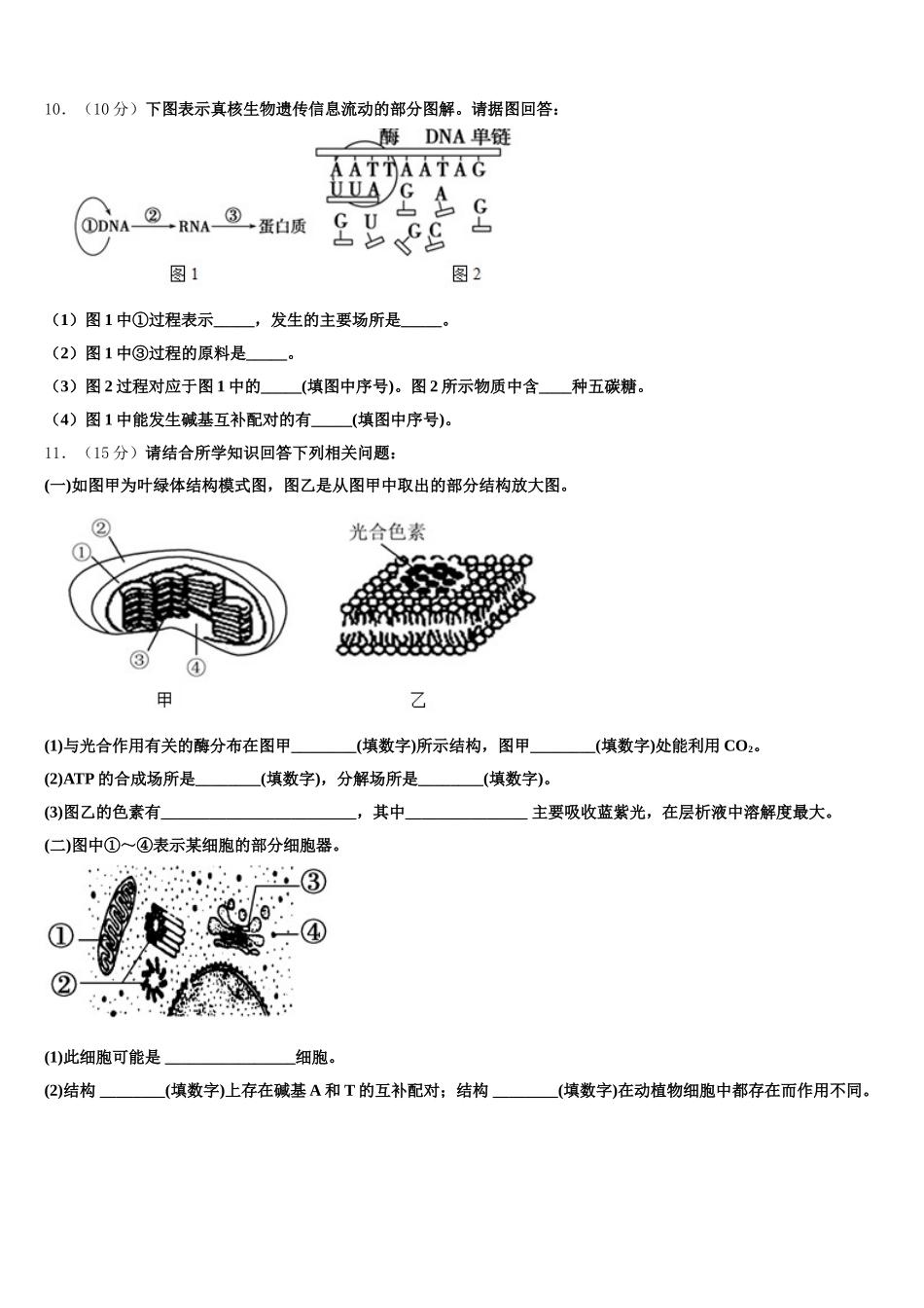 湖北省孝感市安陆市第一中学2024-2025学年高一生物第二学期期末检测模拟试题含解析_第3页