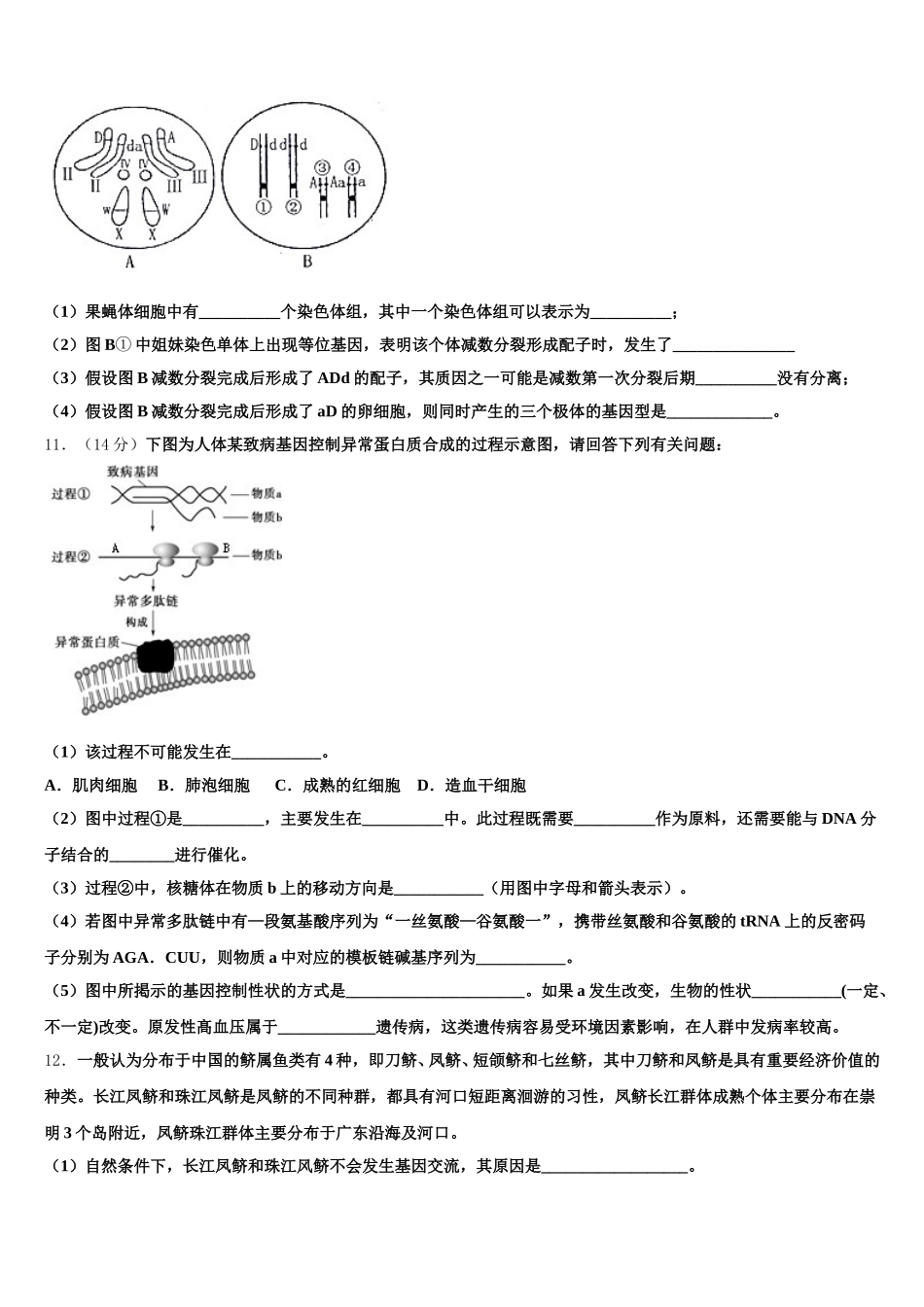 宜昌市重点中学2025年生物高一第二学期期末学业质量监测试题含解析_第3页