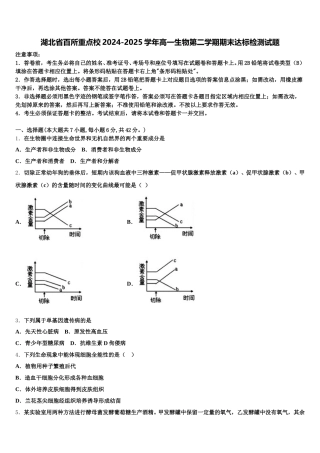 湖北省百所重点校2024-2025学年高一生物第二学期期末达标检测试题含解析