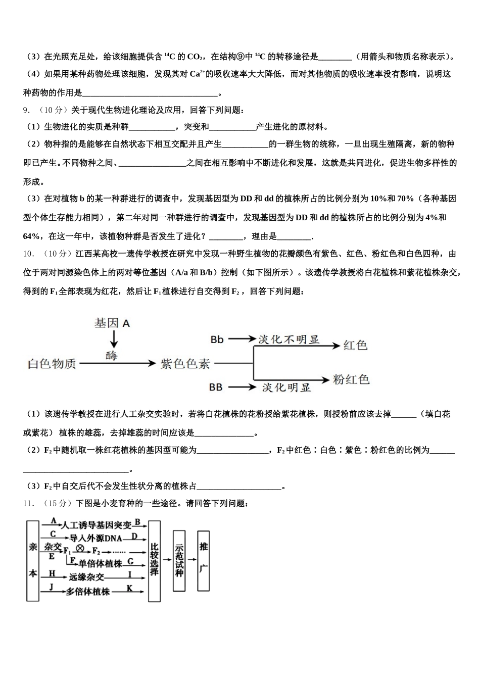 湖北省武汉市六校联考2025年生物高一下期末综合测试试题含解析_第3页