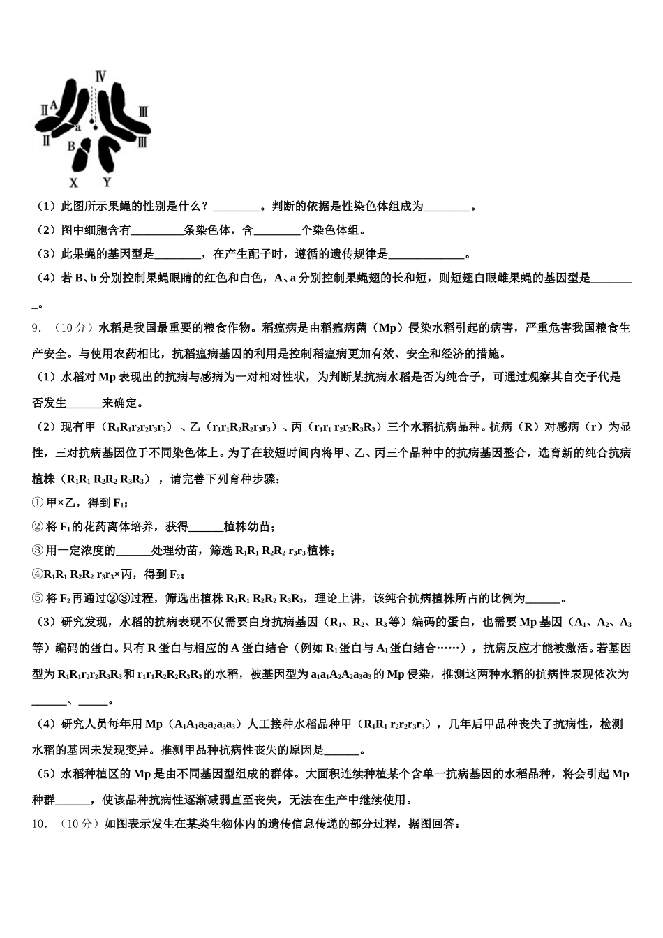 2024-2025学年湖北省武汉外国语学校高一下生物期末复习检测模拟试题含解析_第3页