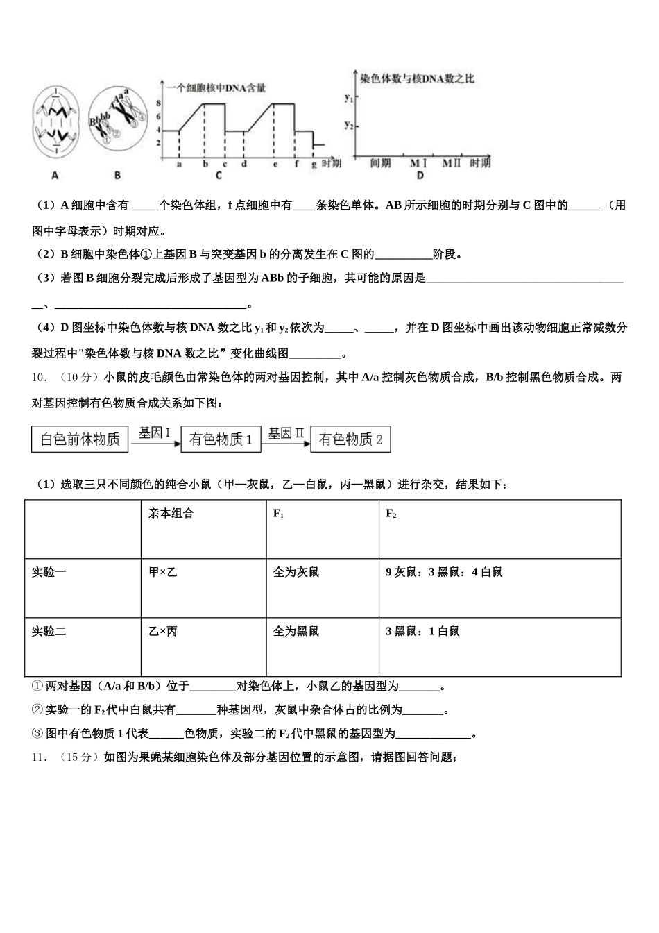 湖北省示范初中2025届生物高一下期末学业质量监测试题含解析_第3页