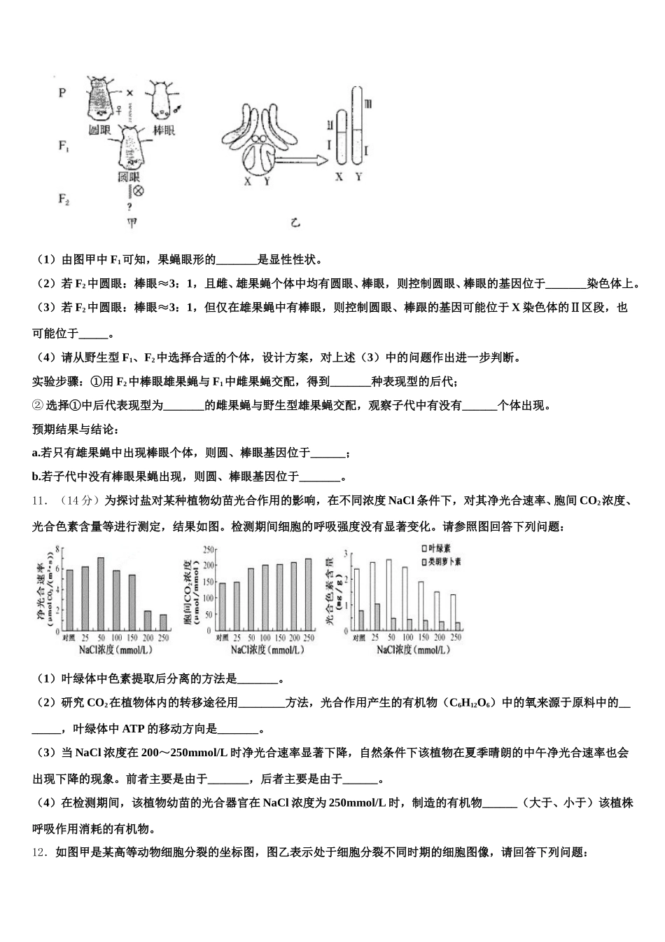 2025届湖北省武汉市新洲一中阳逻校区生物高一第二学期期末学业水平测试试题含解析_第3页
