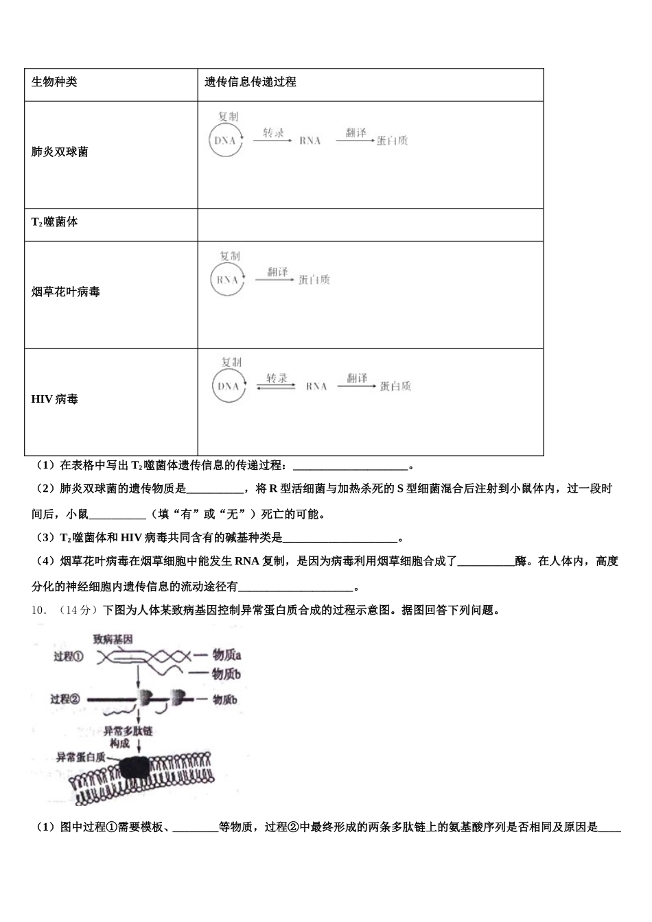 湖北名师联盟2024-2025学年生物高一第二学期期末检测模拟试题含解析_第3页