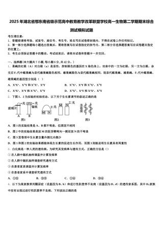 2025年湖北省鄂东南省级示范高中教育教学改革联盟学校高一生物第二学期期末综合测试模拟试题含解析