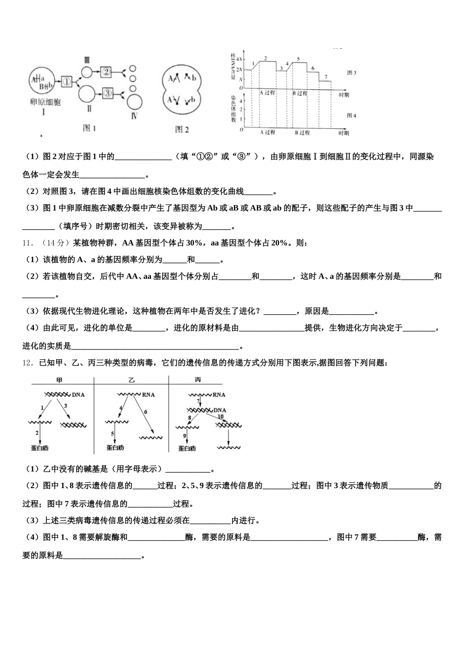 2025届湖北省黄冈、襄阳市高一生物第二学期期末检测试题含解析_第3页