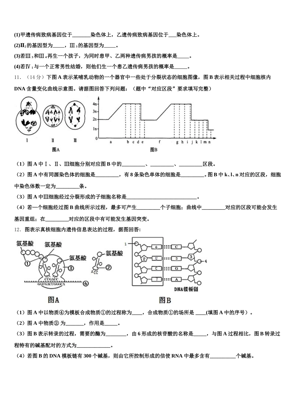 湖北省武汉市第六中学2025年高一下生物期末联考模拟试题含解析_第3页