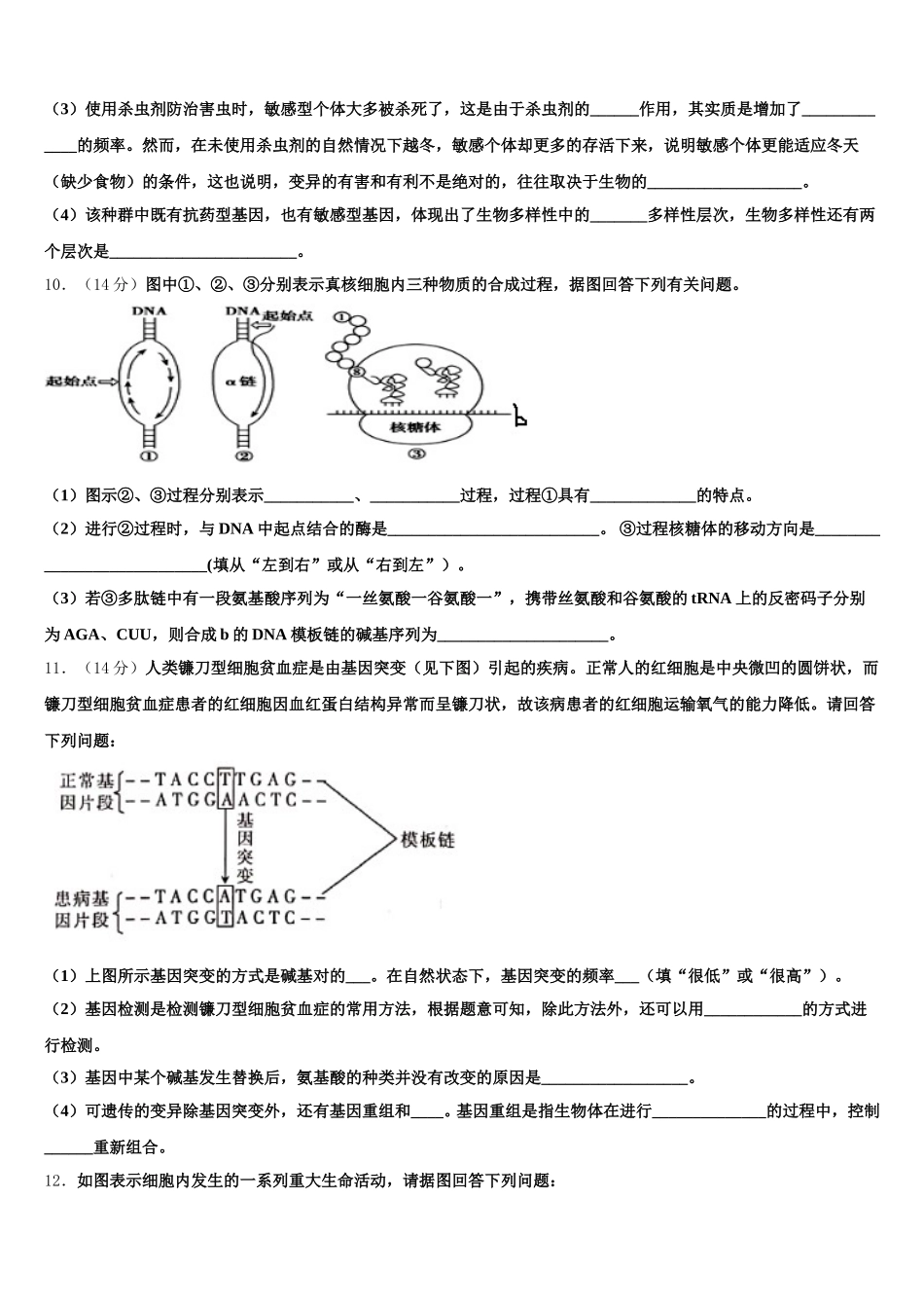 2024-2025学年湖北省宜昌市生物高一下期末考试试题含解析_第3页