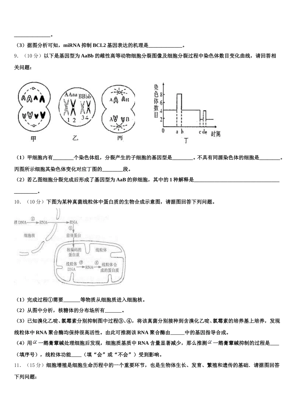 湖北省荆州市2024-2025学年生物高一下期末监测模拟试题含解析_第3页