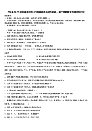 2024-2025学年湖北省鄂州市华容高级中学生物高一第二学期期末质量检测试题含解析