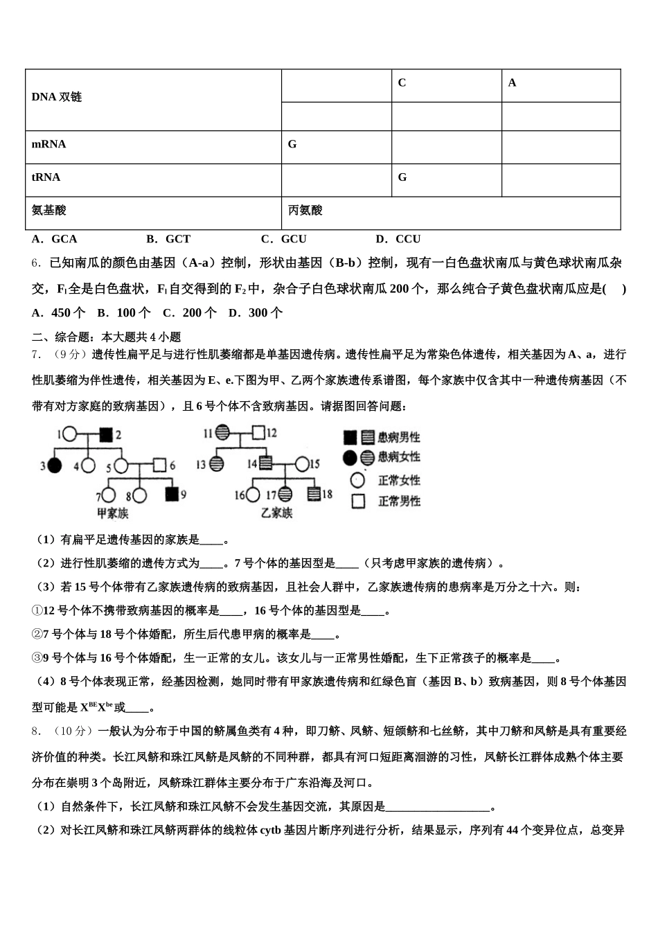 湖北省当阳市第一高级中学2025年生物高一下期末调研模拟试题含解析_第2页