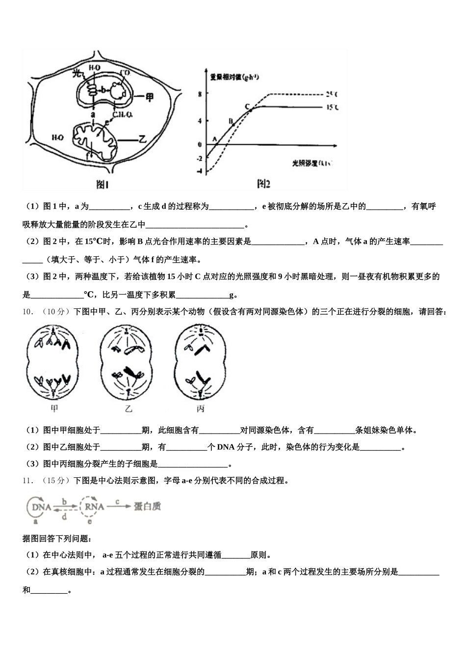 2025届湖北省八市生物高一第二学期期末学业质量监测模拟试题含解析_第3页