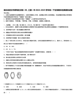 湖北省武汉市蔡甸区汉阳一中、江夏一中2024-2025学年高一下生物期末经典模拟试题含解析