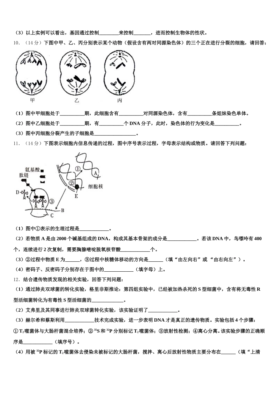 2025届武昌实验中学生物高一第二学期期末监测模拟试题含解析_第3页