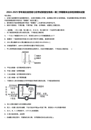 2024-2025学年湖北省四地七校考试联盟生物高一第二学期期末达标检测模拟试题含解析