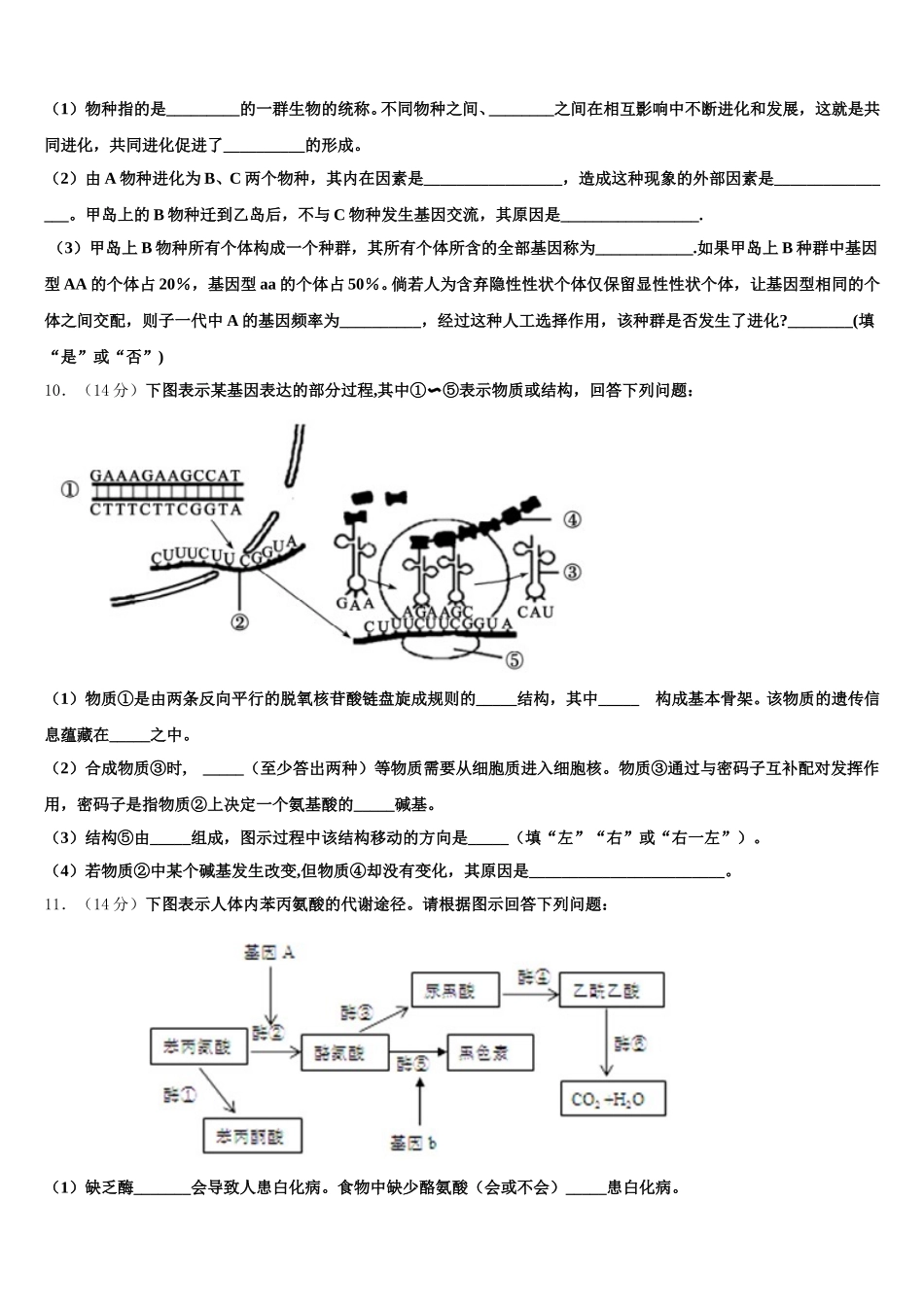 2025届湖北省华大新高一下生物期末预测试题含解析_第3页