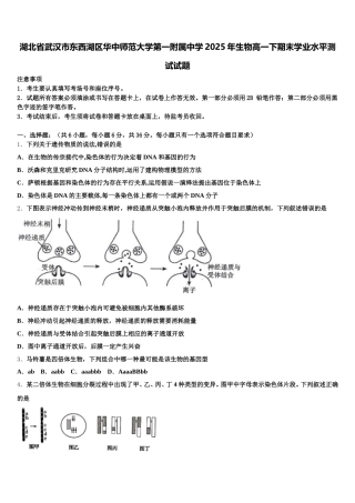 湖北省武汉市东西湖区华中师范大学第一附属中学2025年生物高一下期末学业水平测试试题含解析