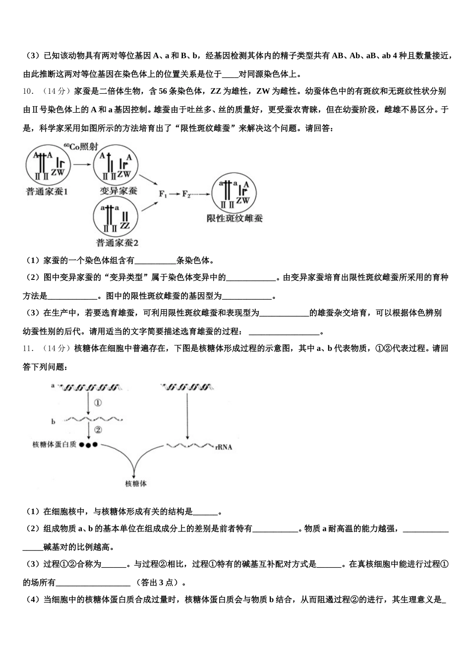 2025年湖北省武汉市第十一中学等部分重点中学生物高一下期末经典模拟试题含解析_第3页