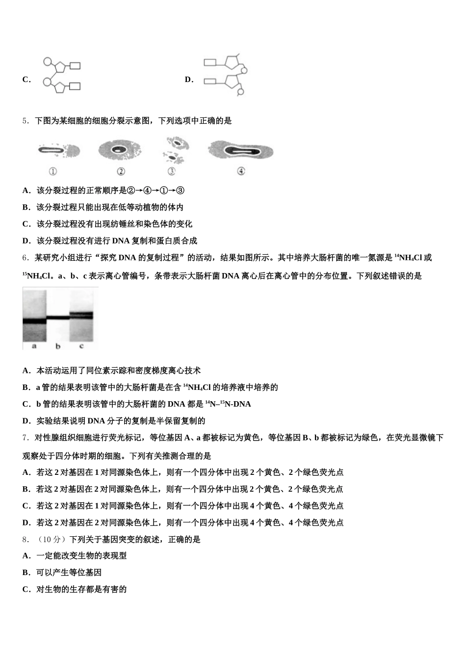 湖北省黄冈市浠水实验高中2024-2025学年高一生物第二学期期末经典试题含解析_第2页