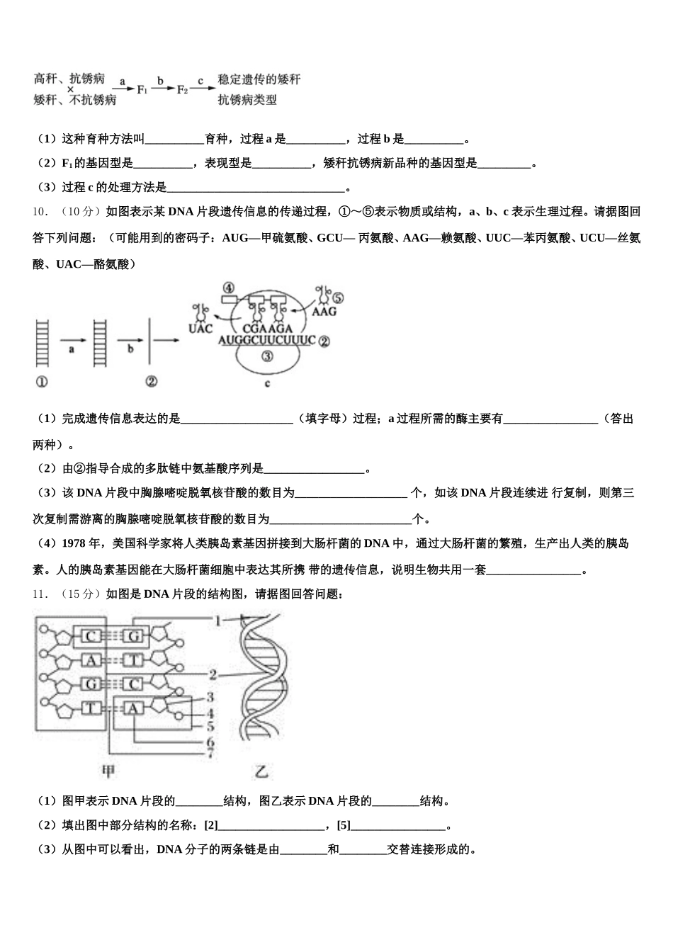 湖北省鄂东南示范高中教改联盟2024-2025学年高一下生物期末质量跟踪监视模拟试题含解析_第3页