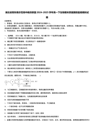 湖北省鄂东南示范高中教改联盟2024-2025学年高一下生物期末质量跟踪监视模拟试题含解析