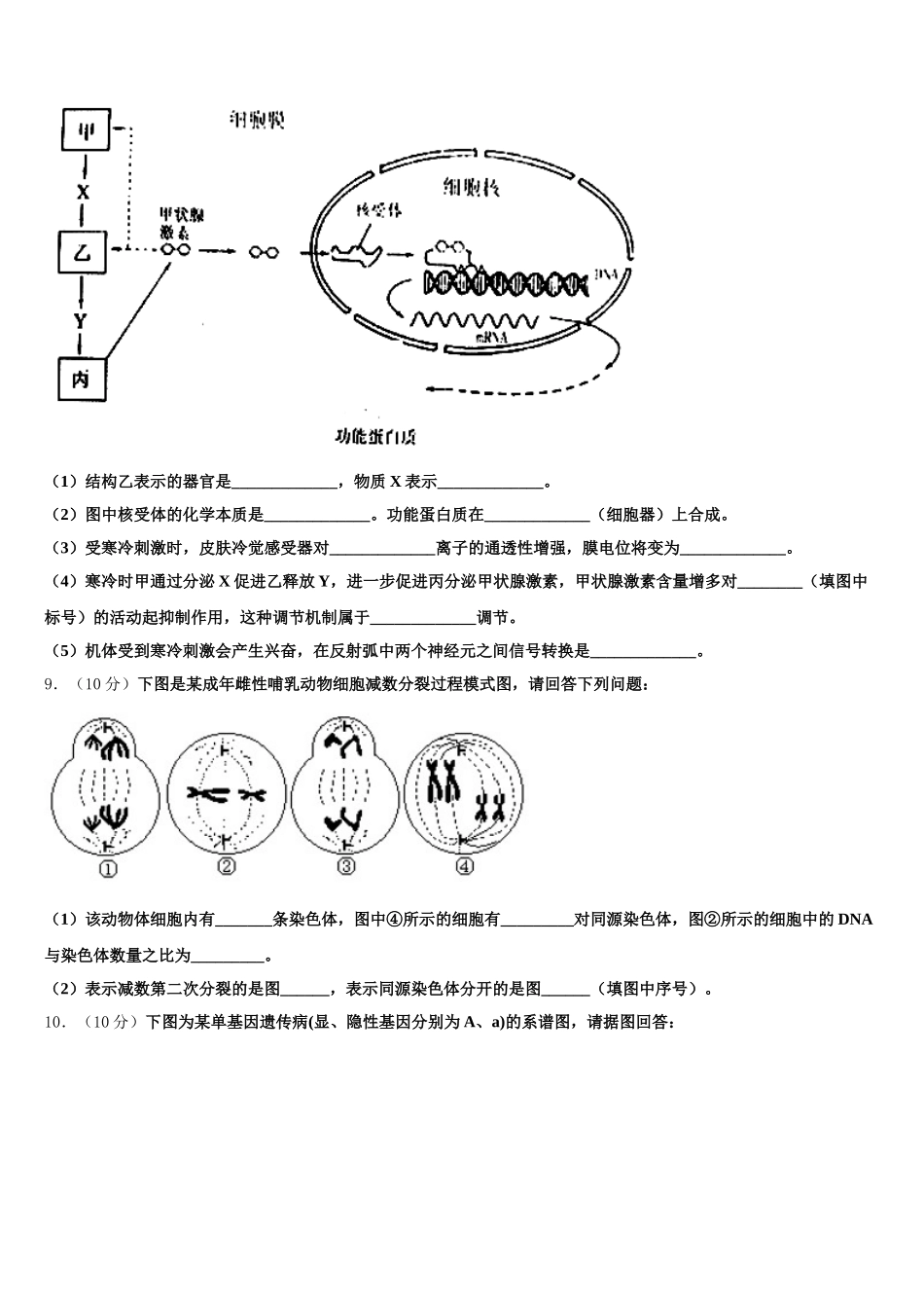 湖北省仙桃、天门、潜江2025年生物高一第二学期期末检测模拟试题含解析_第3页