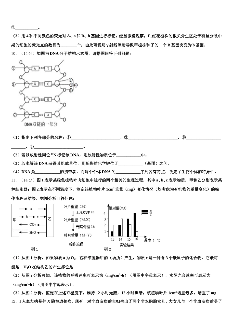 湖北省武汉市青山区2024-2025学年高一下生物期末学业质量监测试题含解析_第3页