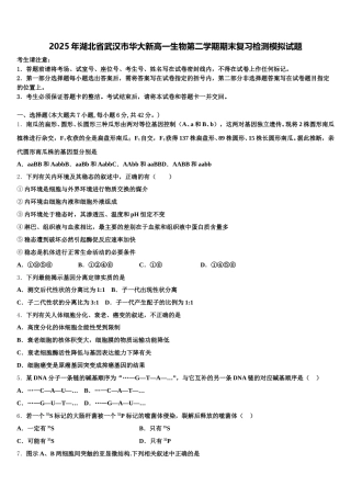 2025年湖北省武汉市华大新高一生物第二学期期末复习检测模拟试题含解析