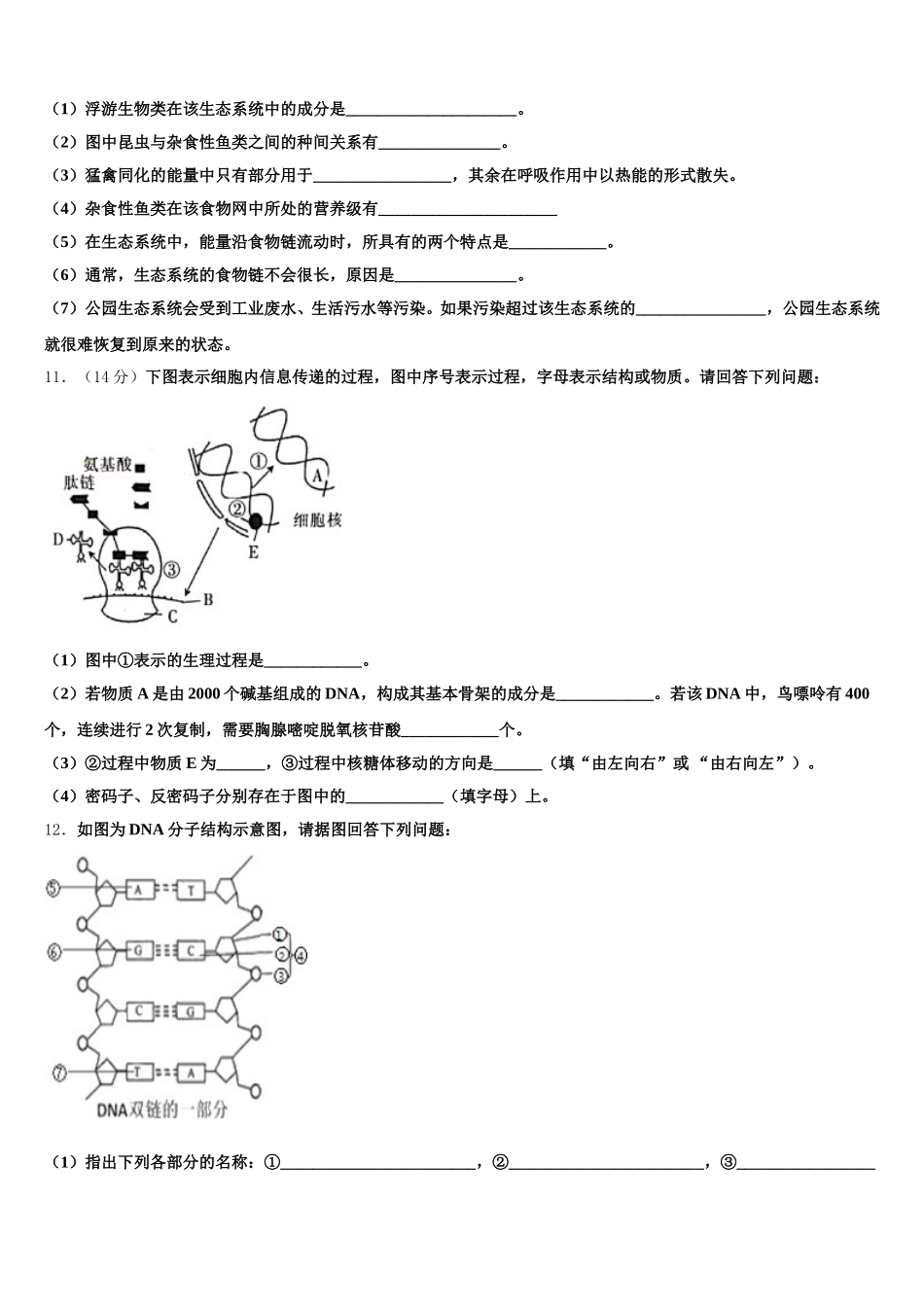2024-2025学年湖北省武汉市华科附中、吴家山中学等五校高一生物第二学期期末检测模拟试题含解析_第3页