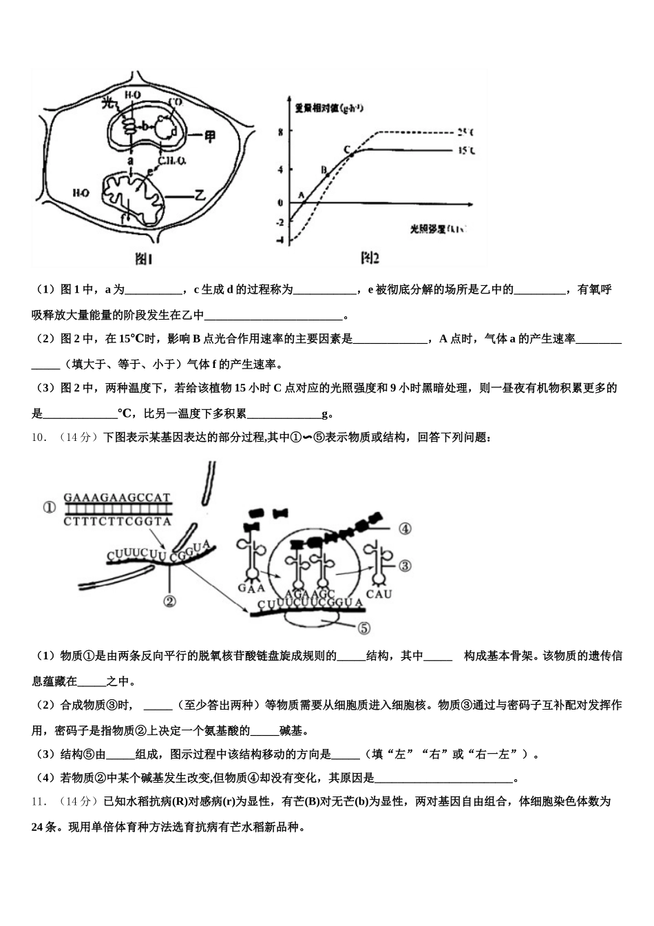 2024-2025学年湖北省宜昌市点军区第二中学高一下生物期末预测试题含解析_第3页