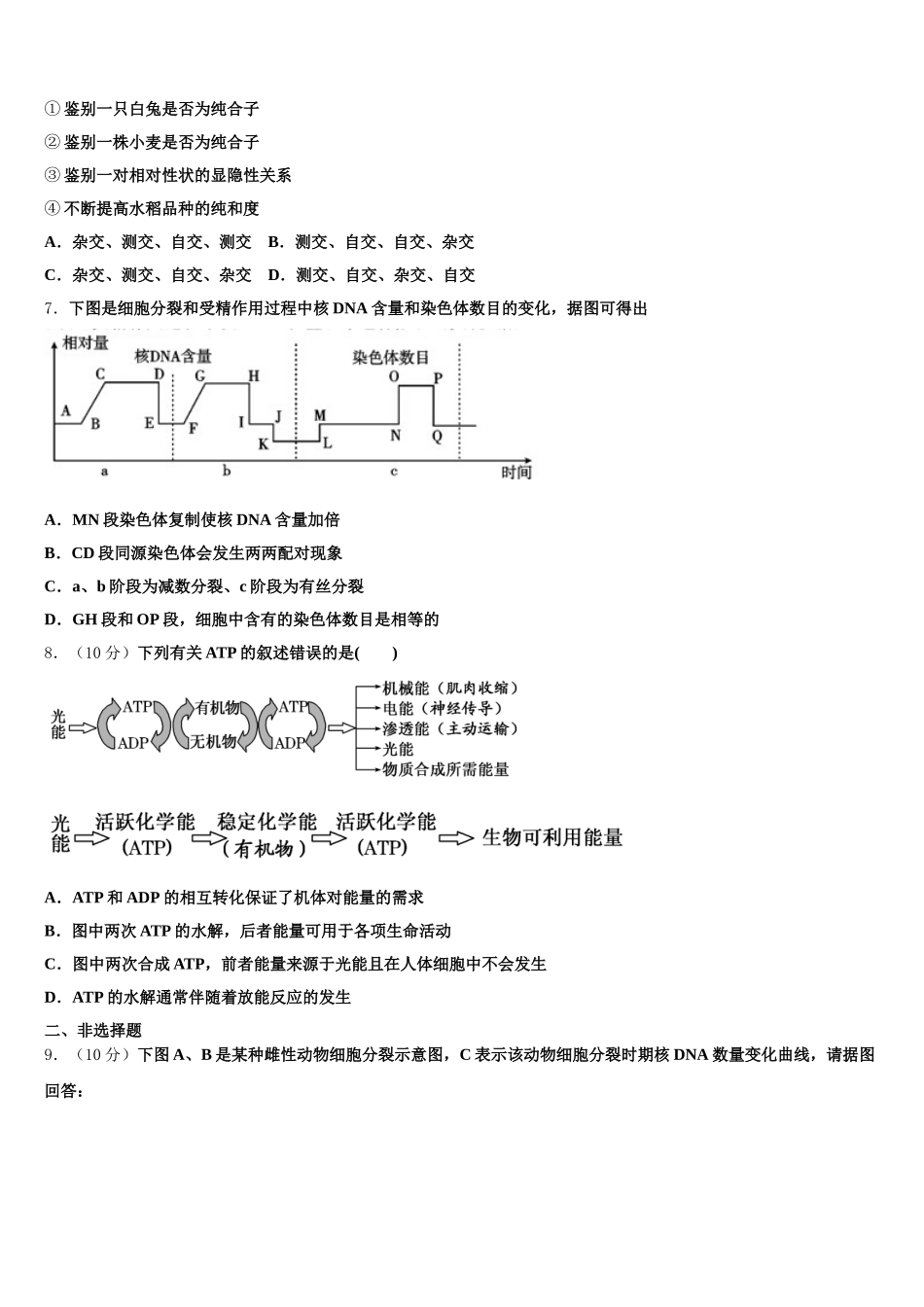 广西桂林市十八中2025年生物高一下期末学业质量监测模拟试题含解析_第2页