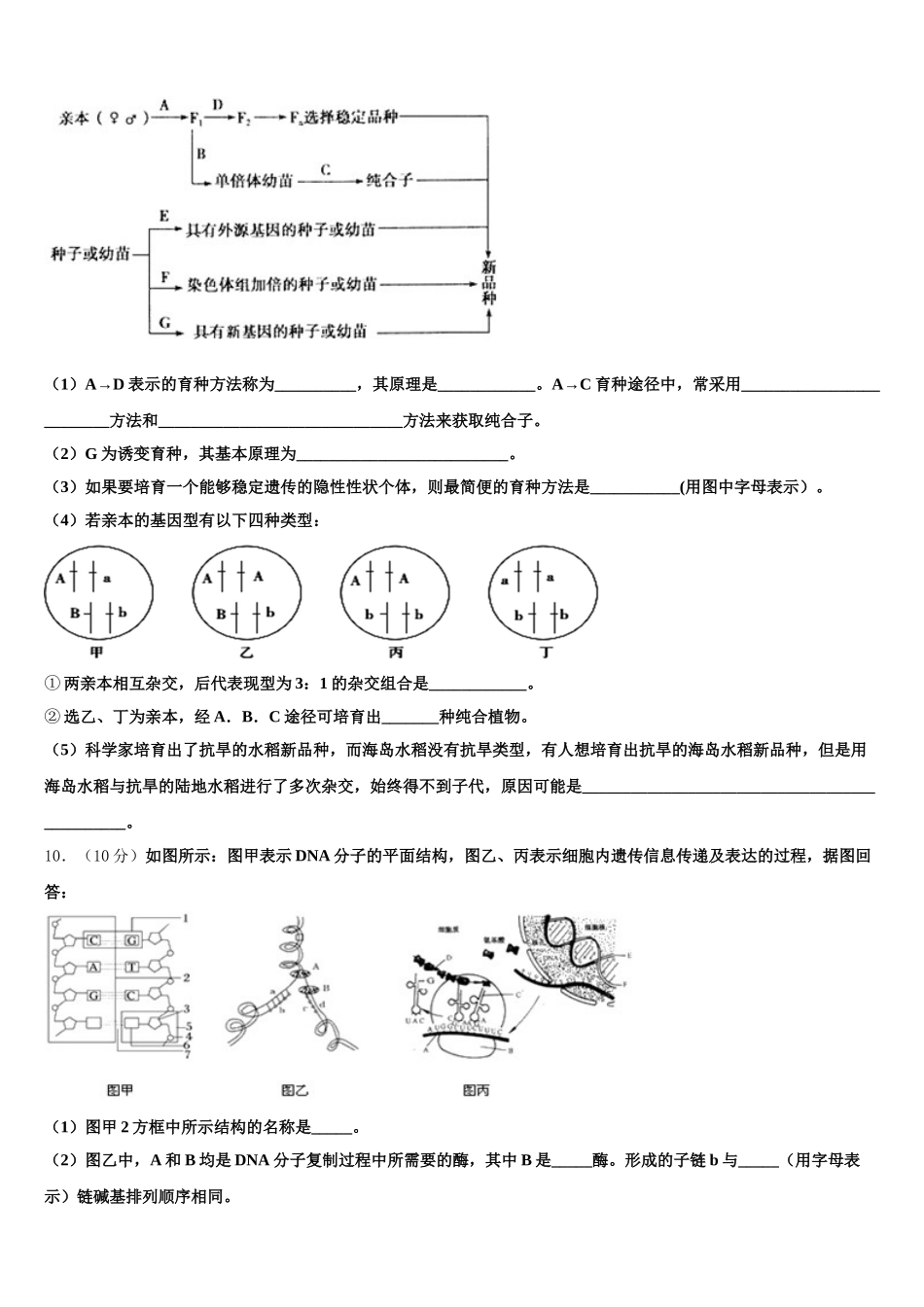 广西桂林市逸仙中学2025届高一下生物期末联考试题含解析_第3页